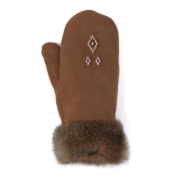 Manitobah- Fur trim mitt- oak