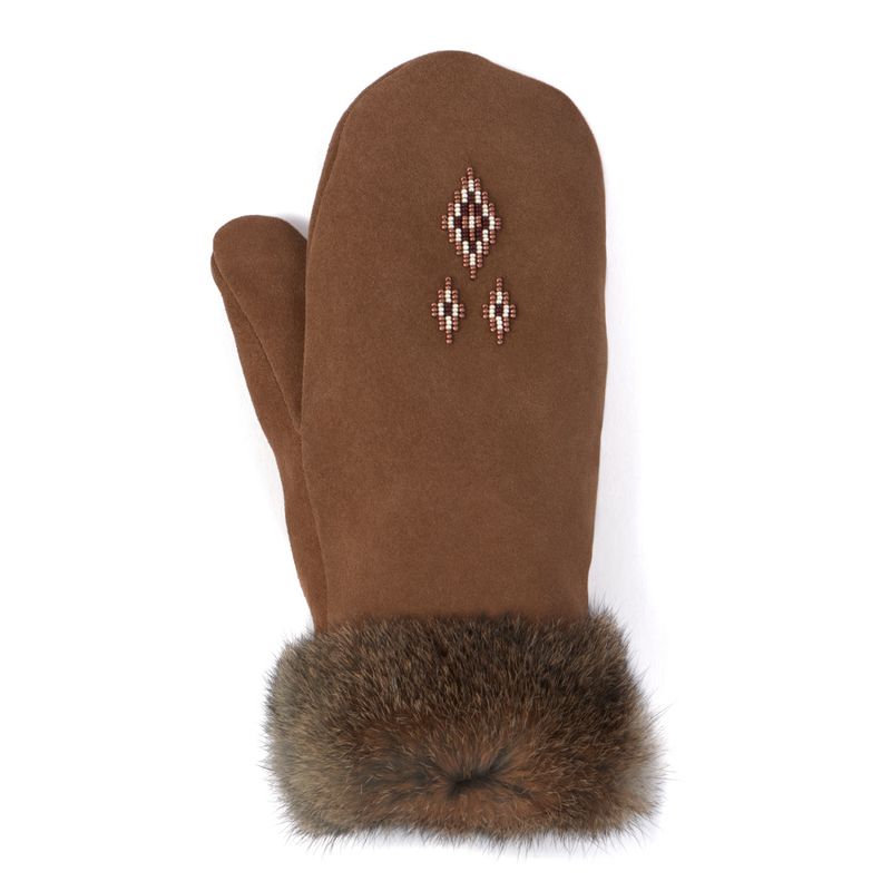 Manitobah- Fur trim mitt- oak