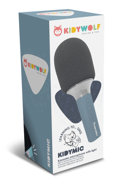 Karaoke mikrofon til barn – Kidywolf med høyttaler og Bluetooth (blå)
