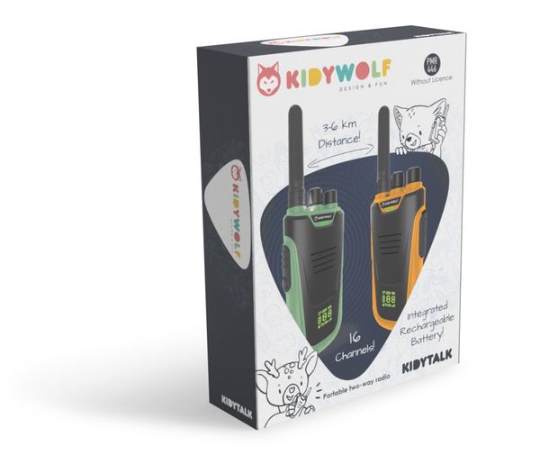 Walkie talkie til barn – Kidywolf (2 stk, opptil 6 km rekkevidde)